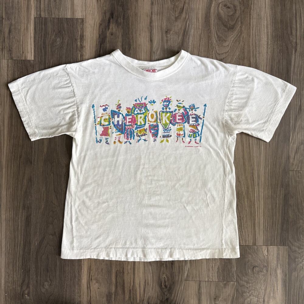 Vintage Cherokee T-Shirt Men's Size S White 1980s Worn Distressed